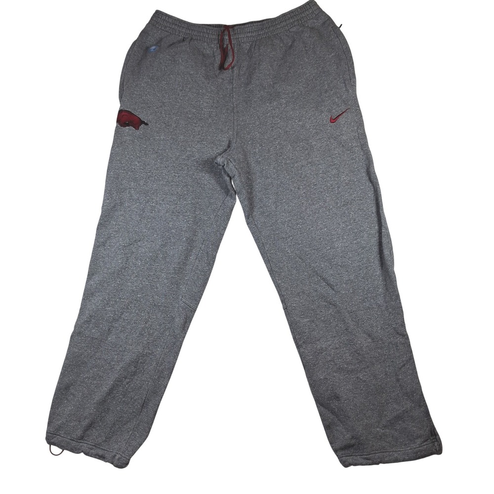 Nike Arkansas Razorbacks Football Mens XXL Gray Fleece Sweatpants Bungee Ankle